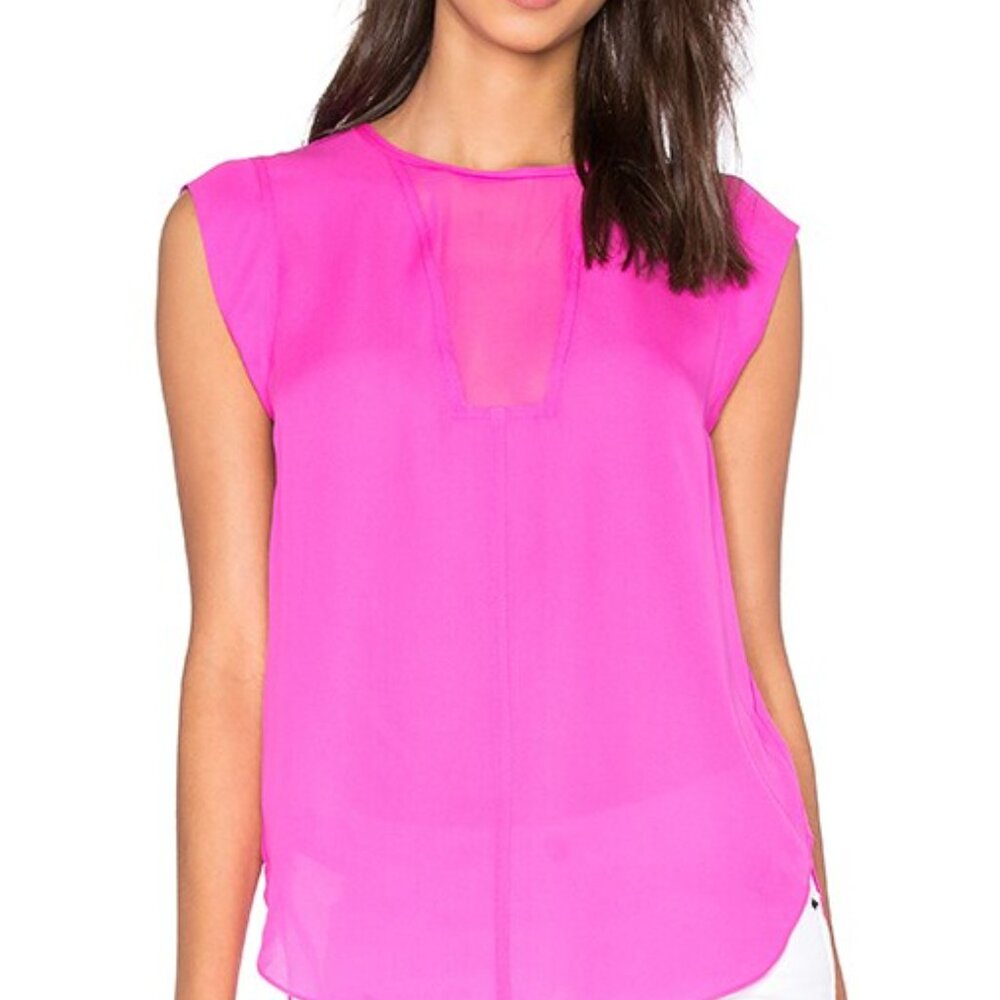 Revolve Rebecca Taylor Charlie Top in Fuchsia, Size 6
